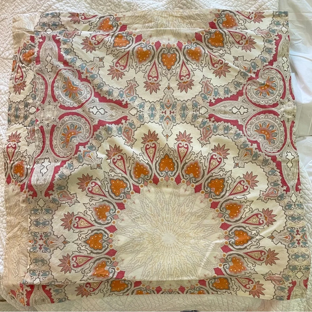 Pottery Barn Paisley Medallion Pillow Shams in Cream, Pink & Orange